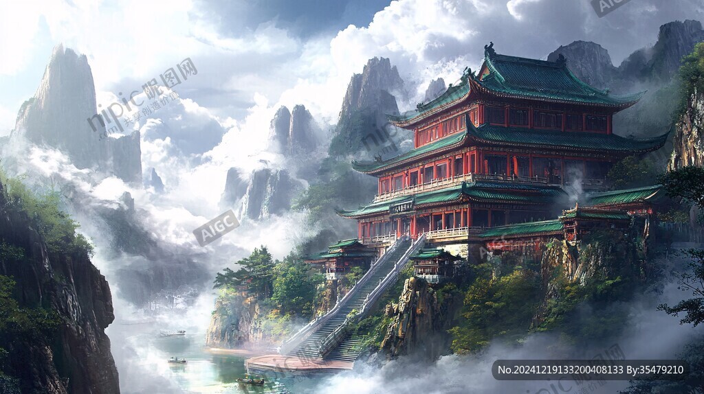 宫殿楼阁仙境仙人大殿