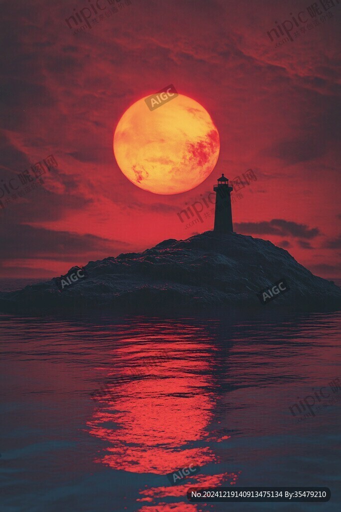 大海大地月光自然