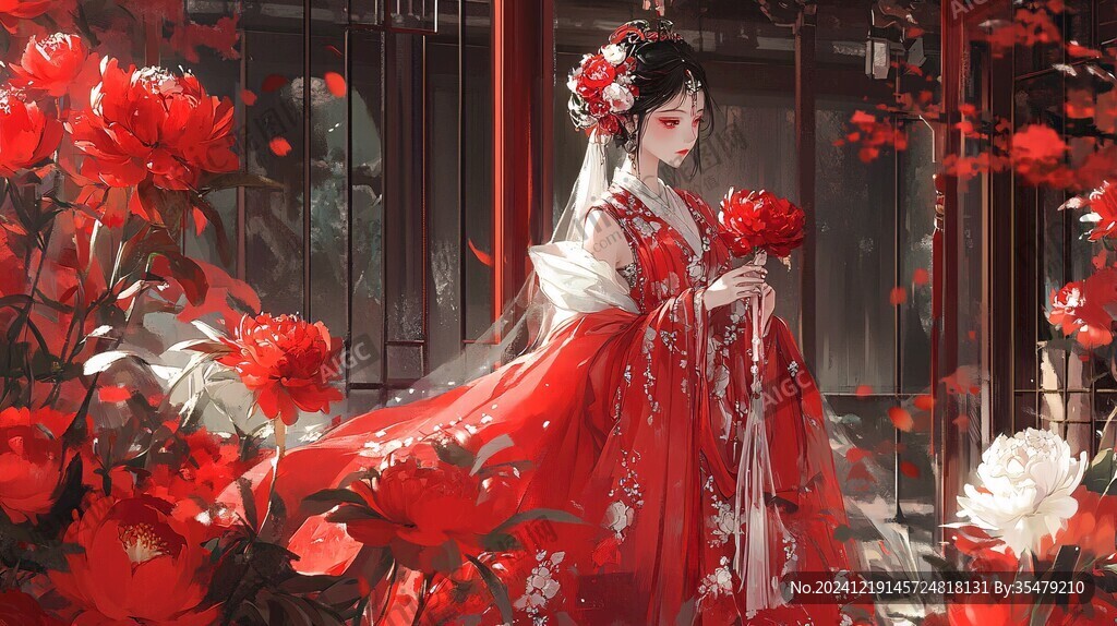 红衣少女设计古风