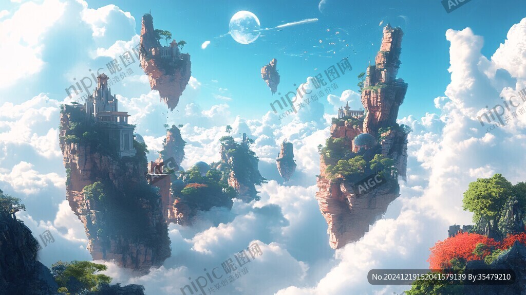 3d云海悬浮小岛