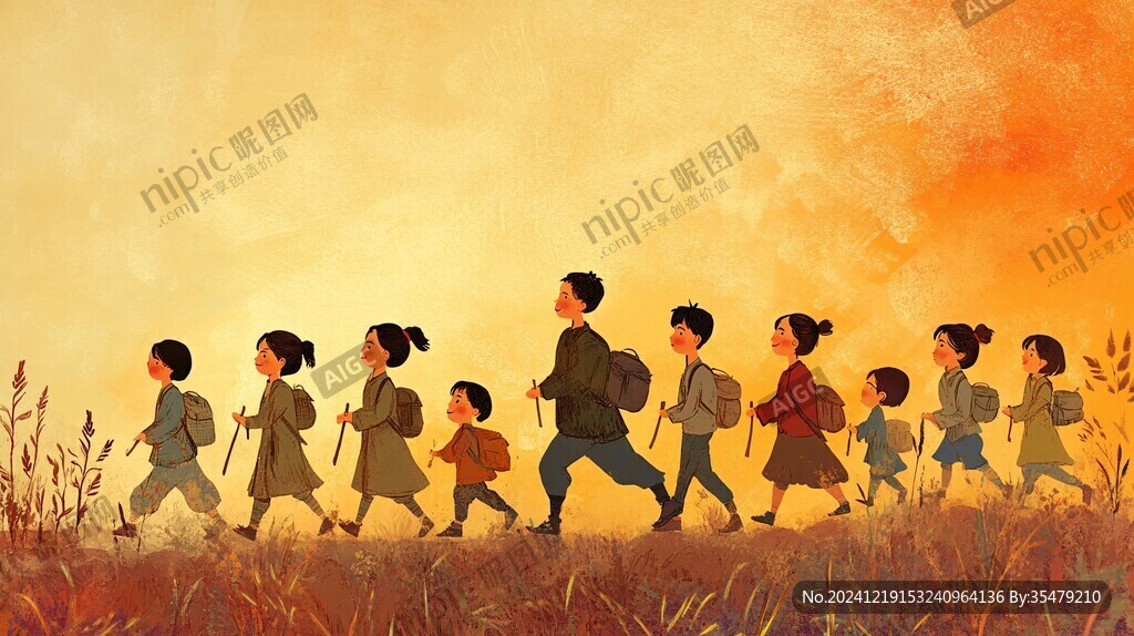 儿童奔跑插画