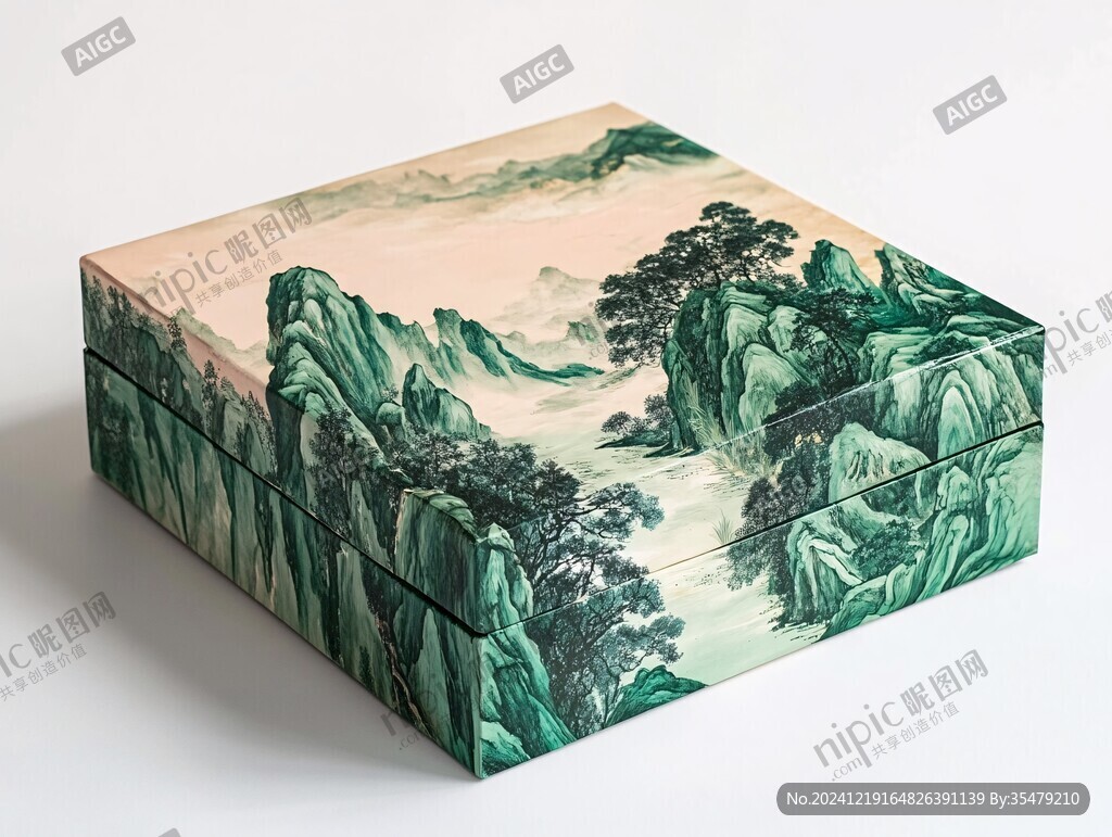 礼盒插画仙山仙境