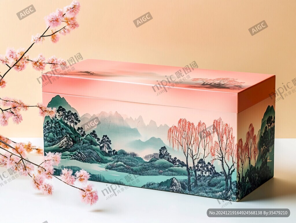 礼盒插画仙山仙境