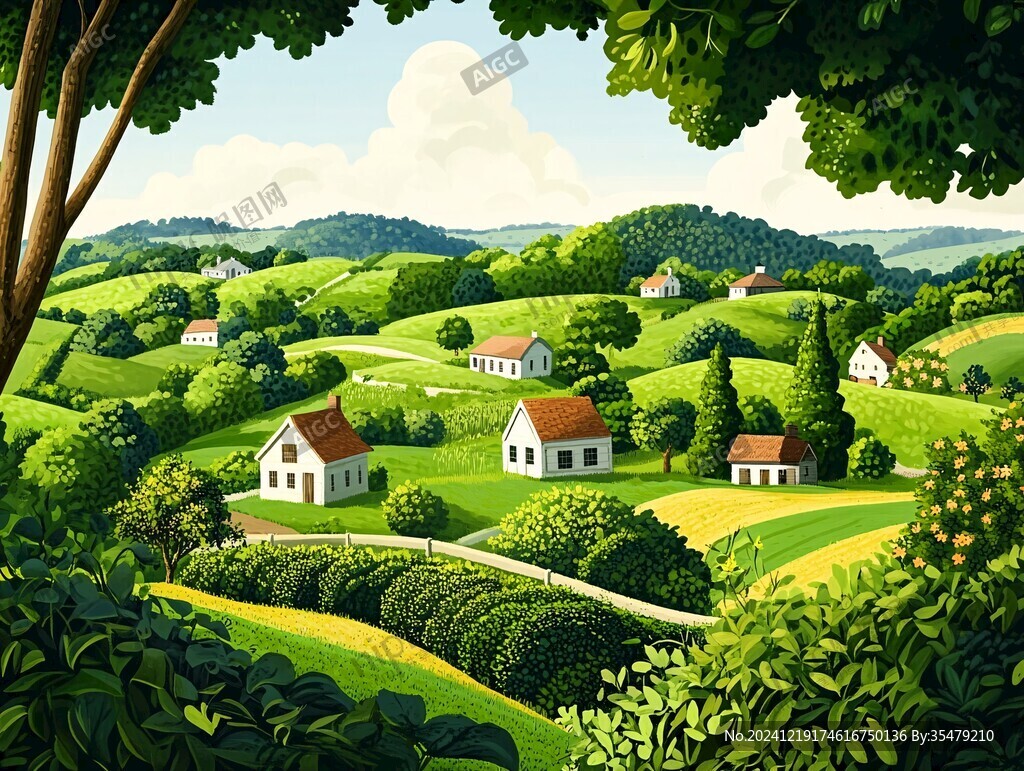 农村风景插画