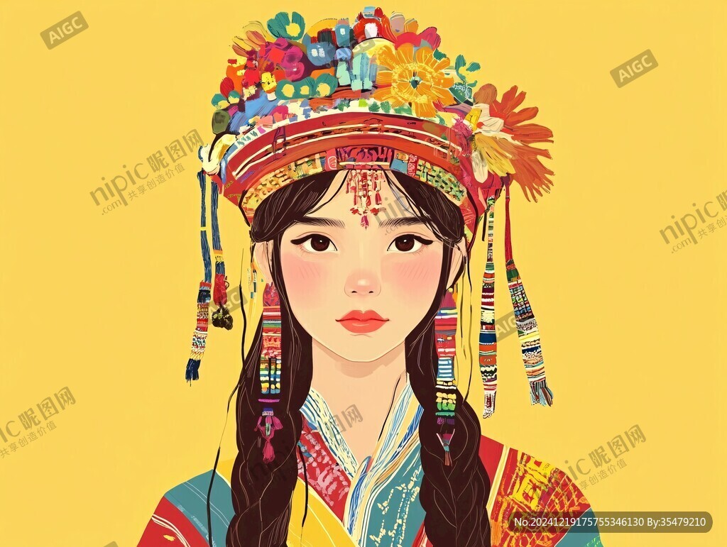 民族女孩原创插画