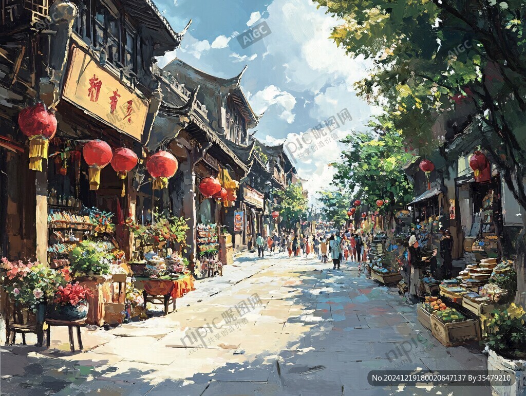 束河古镇插画