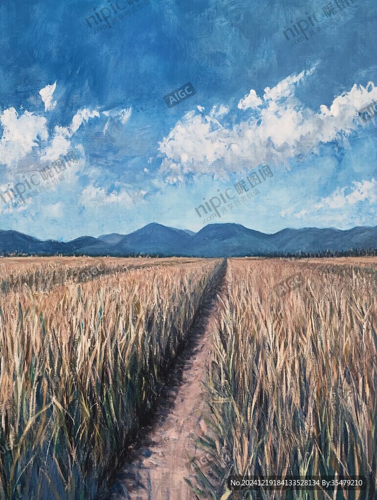 麦田油画