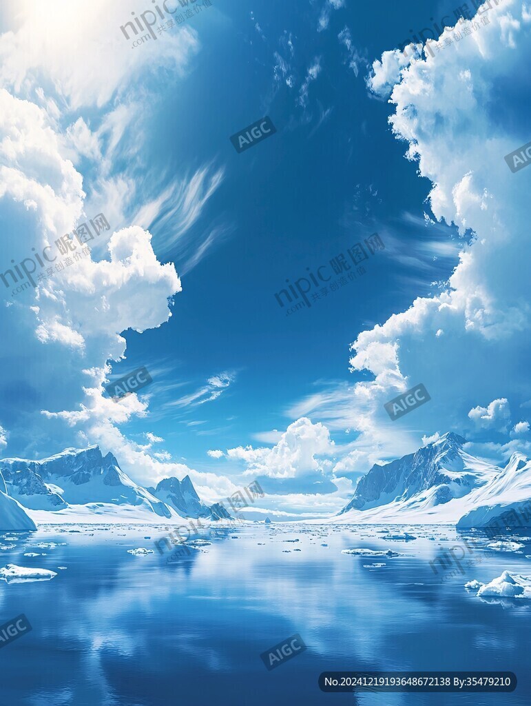 蓝天白云水面壁纸