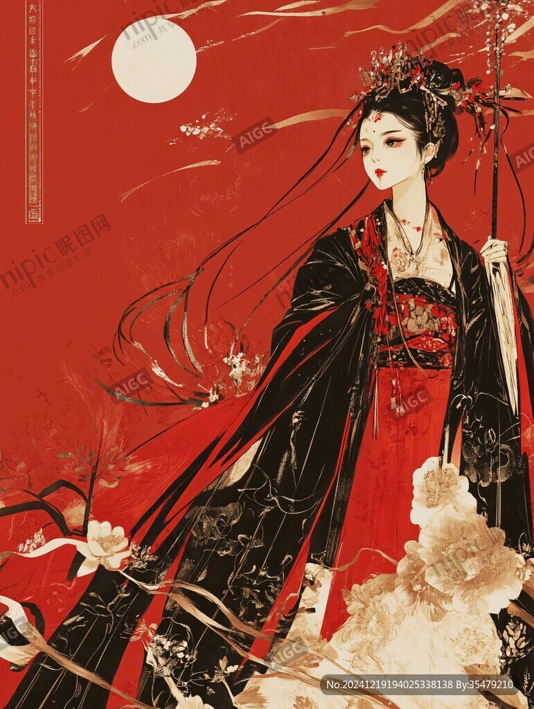 红衣少女设计古风