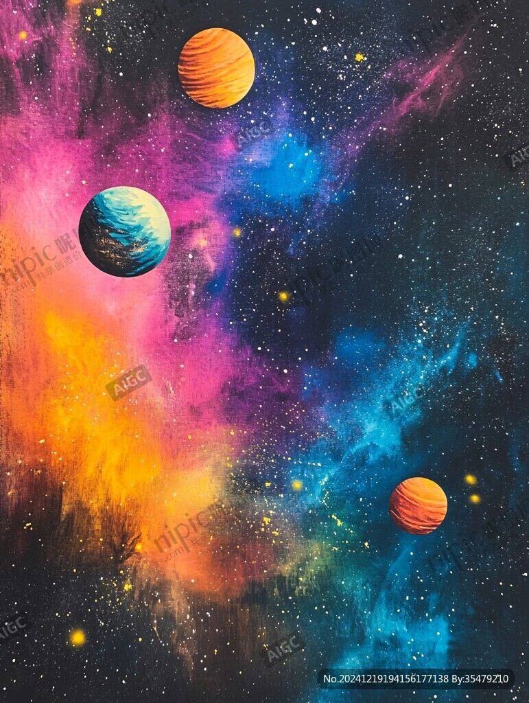 创意彩色缤纷宇宙插画