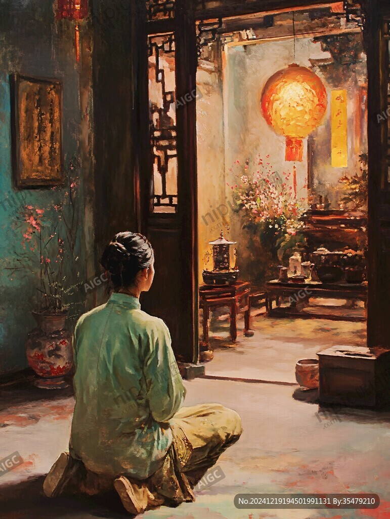 江南美女油画