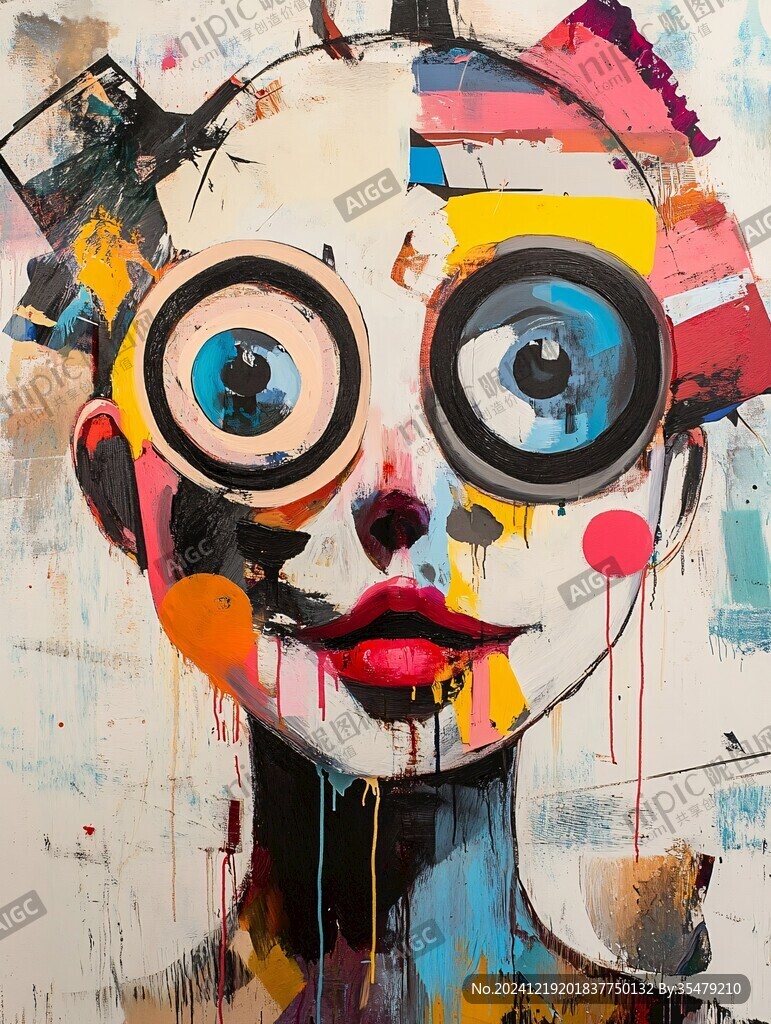 人脸色块拼接装饰画