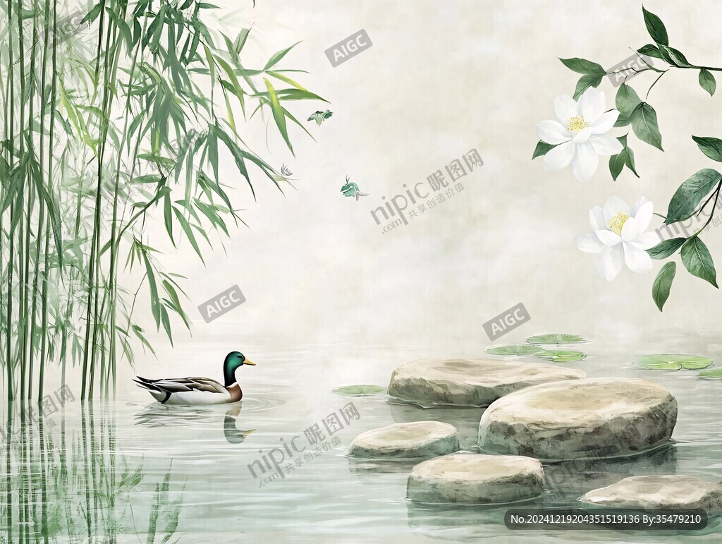 中式竹林背景墙