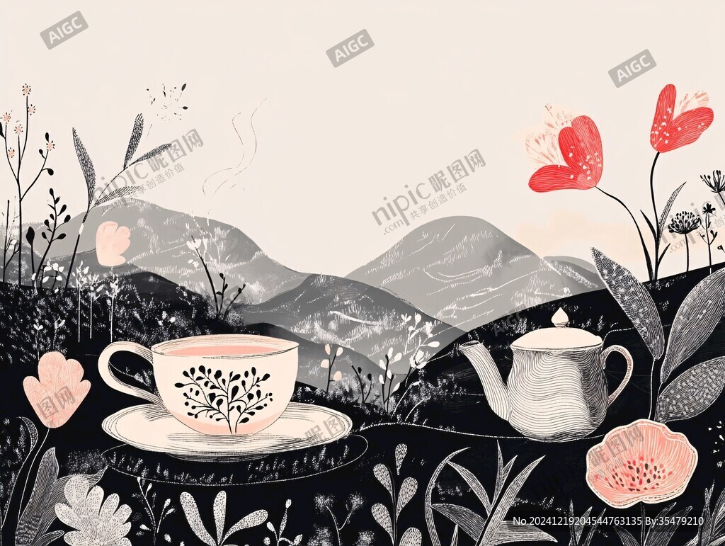 茶创意插画