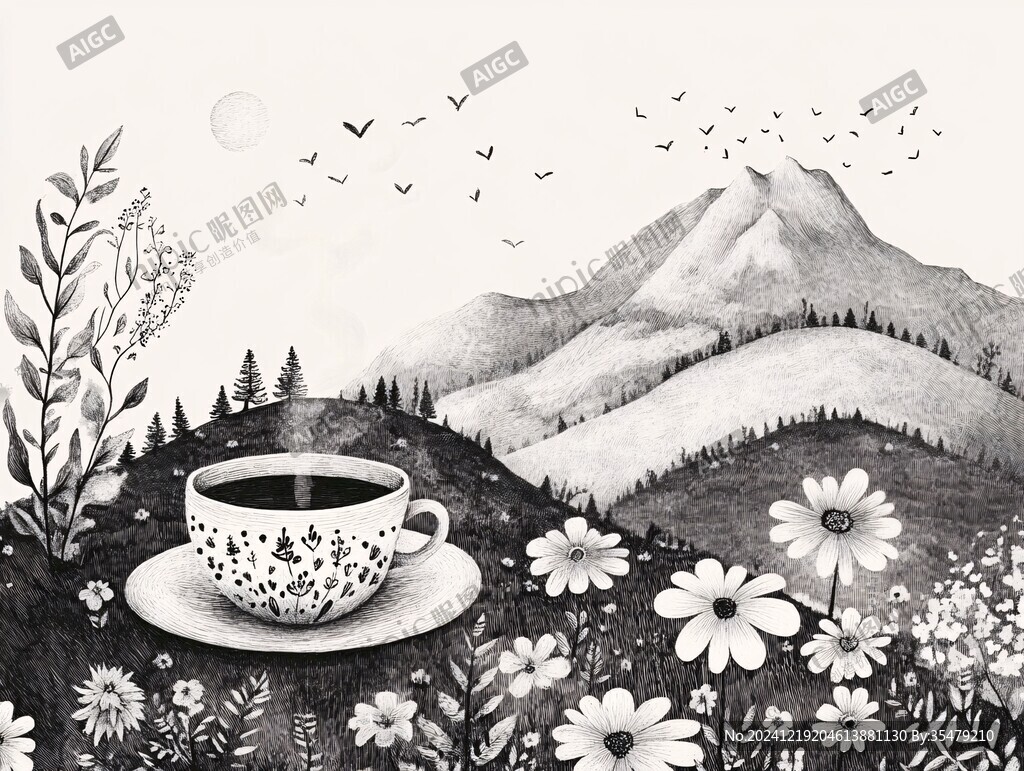 茶园插画茶包装插画
