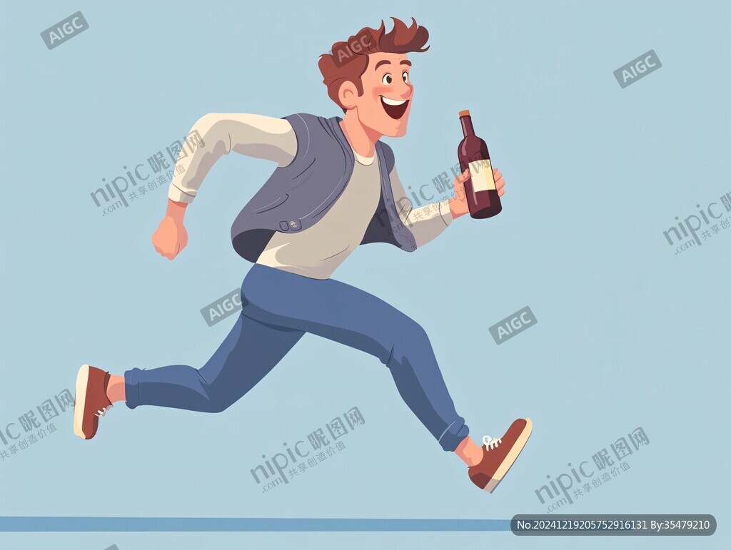 员工奔跑插画