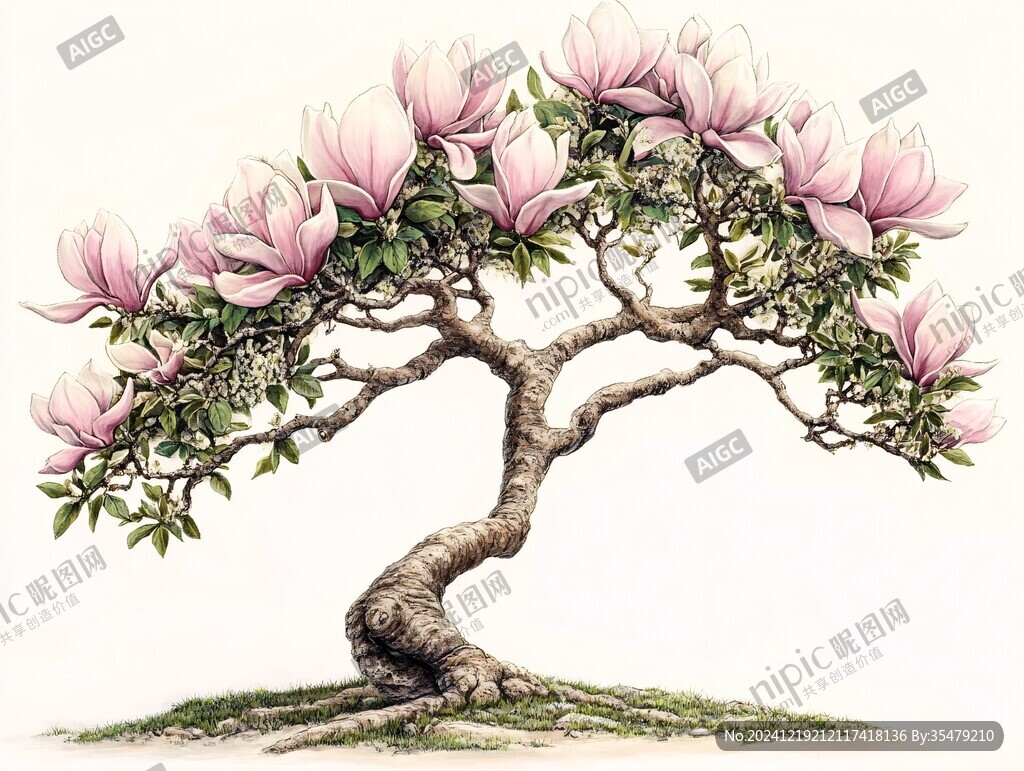 辛夷花插画