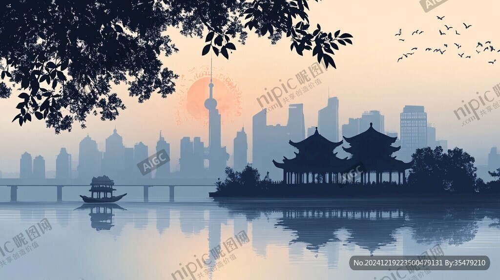 爱晚亭城市插画素材