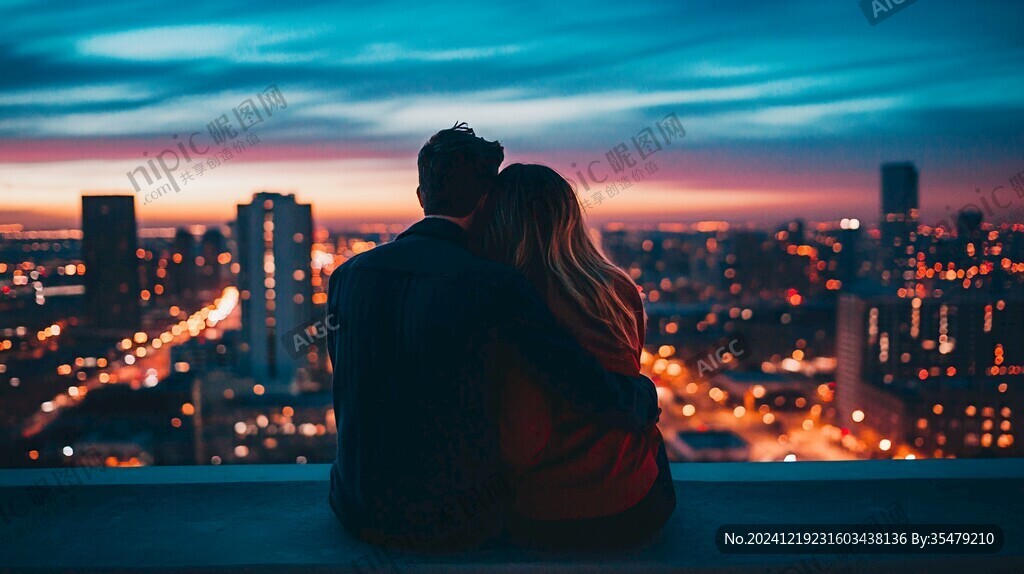 看夜景的一对夫妇