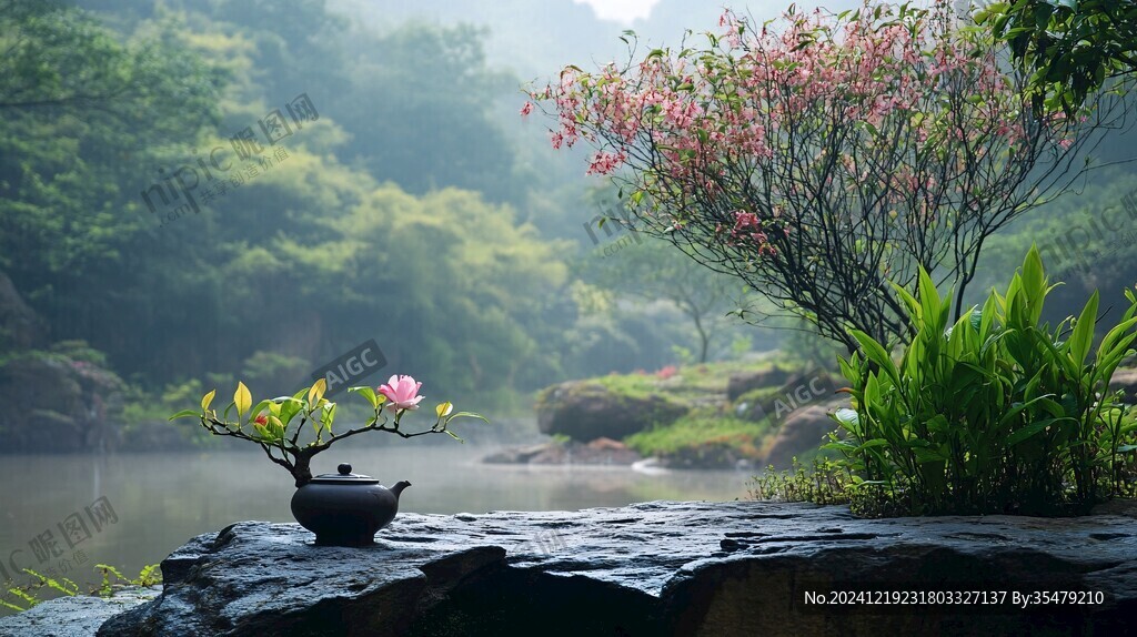 山水插花