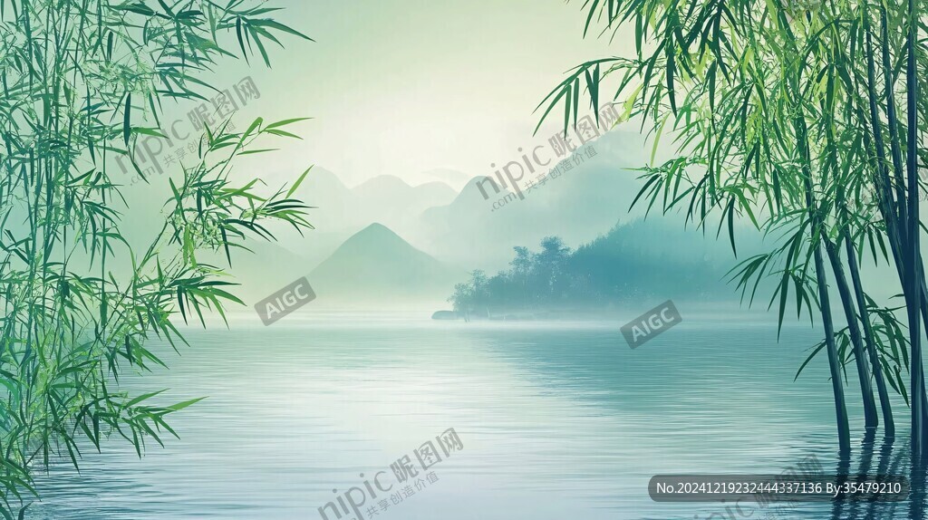 竹林山水背景