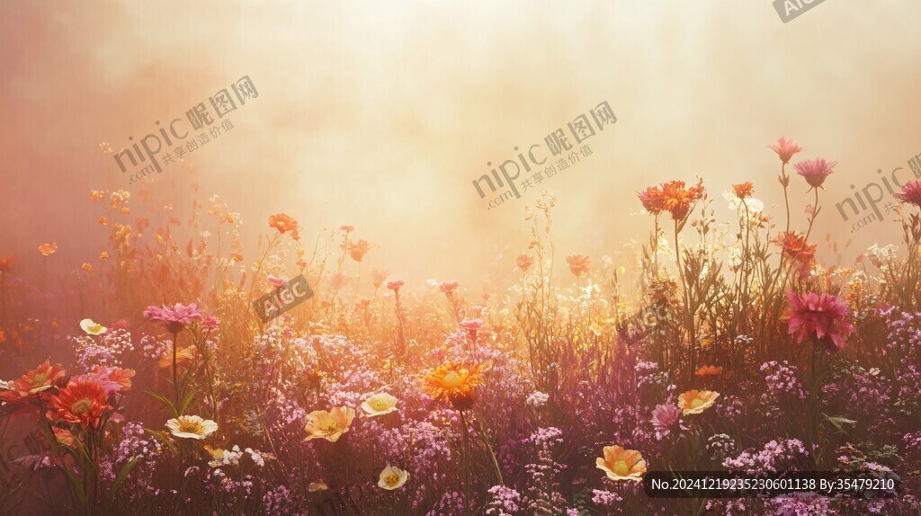 朦胧唯美花草背景