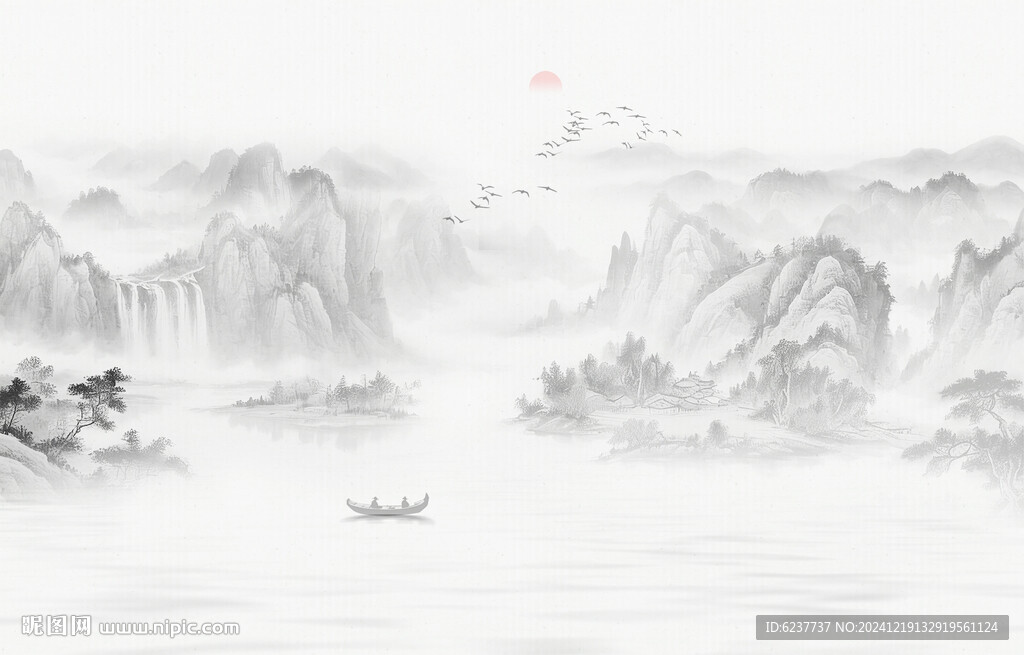 新中式山水背景墙