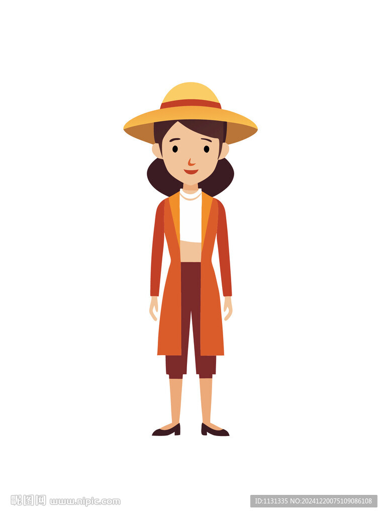 人物简约戴遮阳帽女孩