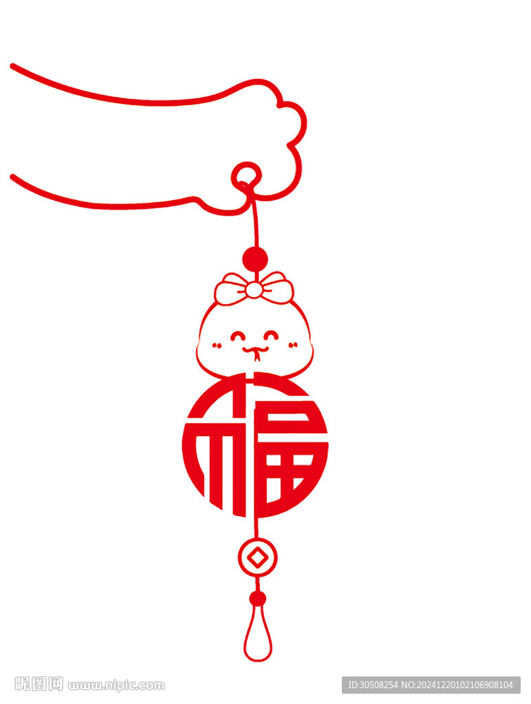 蛇年挂件蛇宝宝头像卡通插画