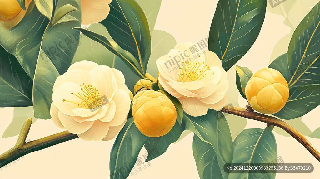 山茶果插画
