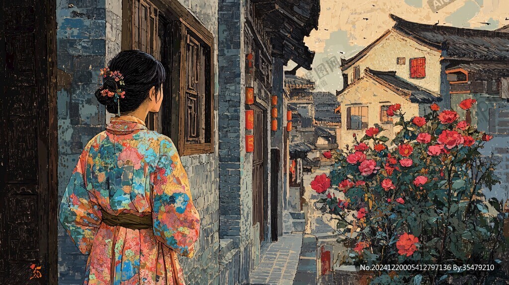 江南美女油画
