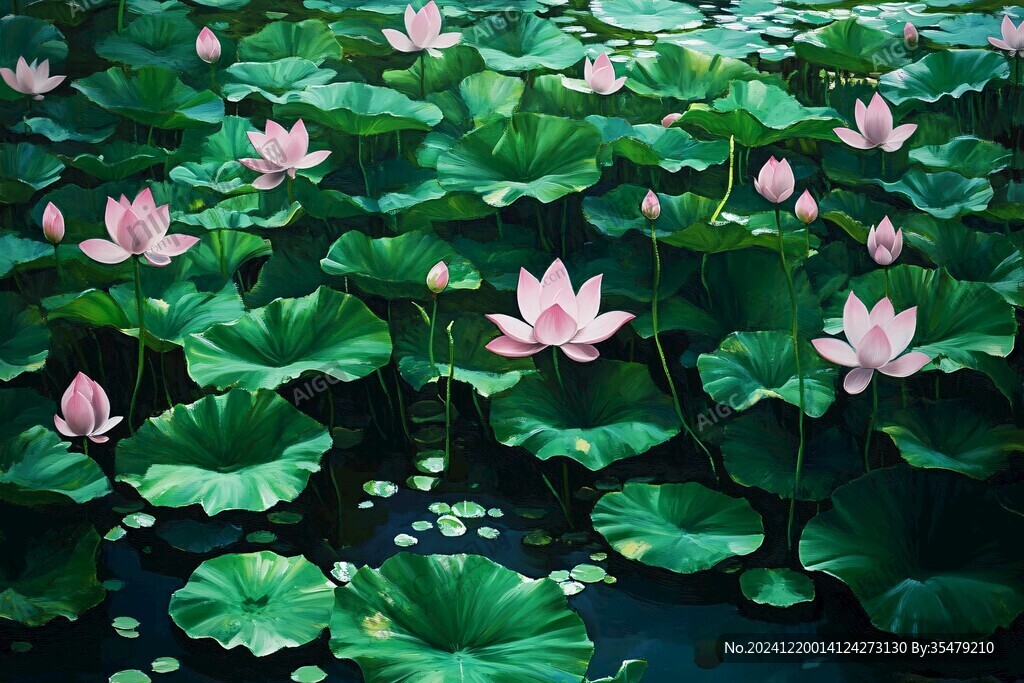 荷花油画效果