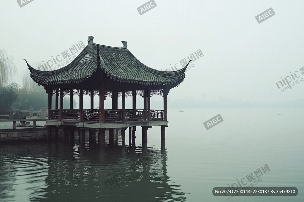 湖中楼亭