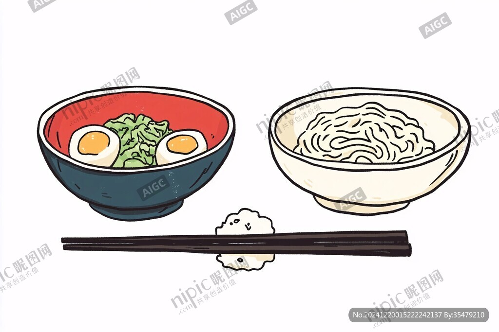 卡通面条插画