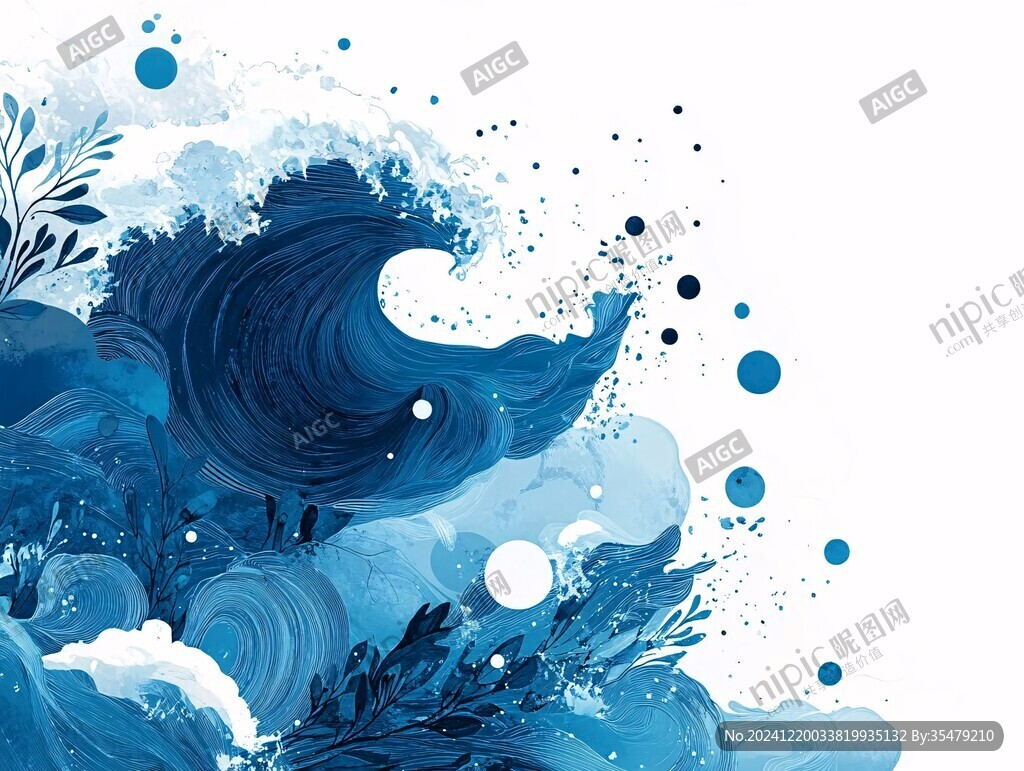 古风海浪包装插画