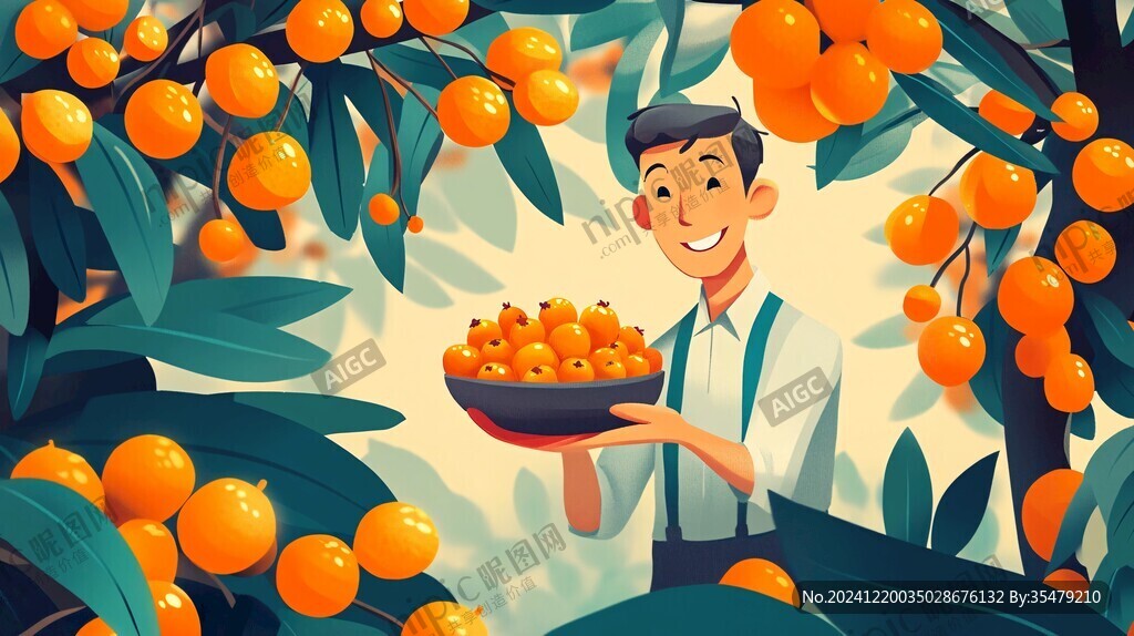 枇杷包装插画