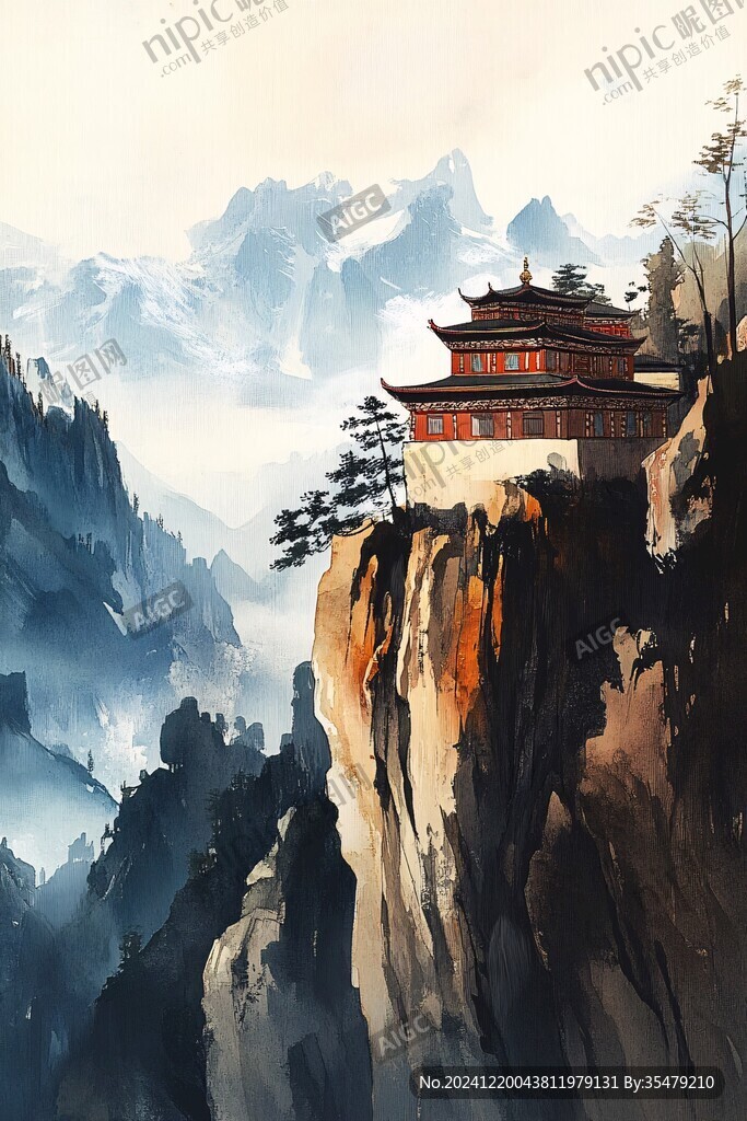 天界晓钟风景插画