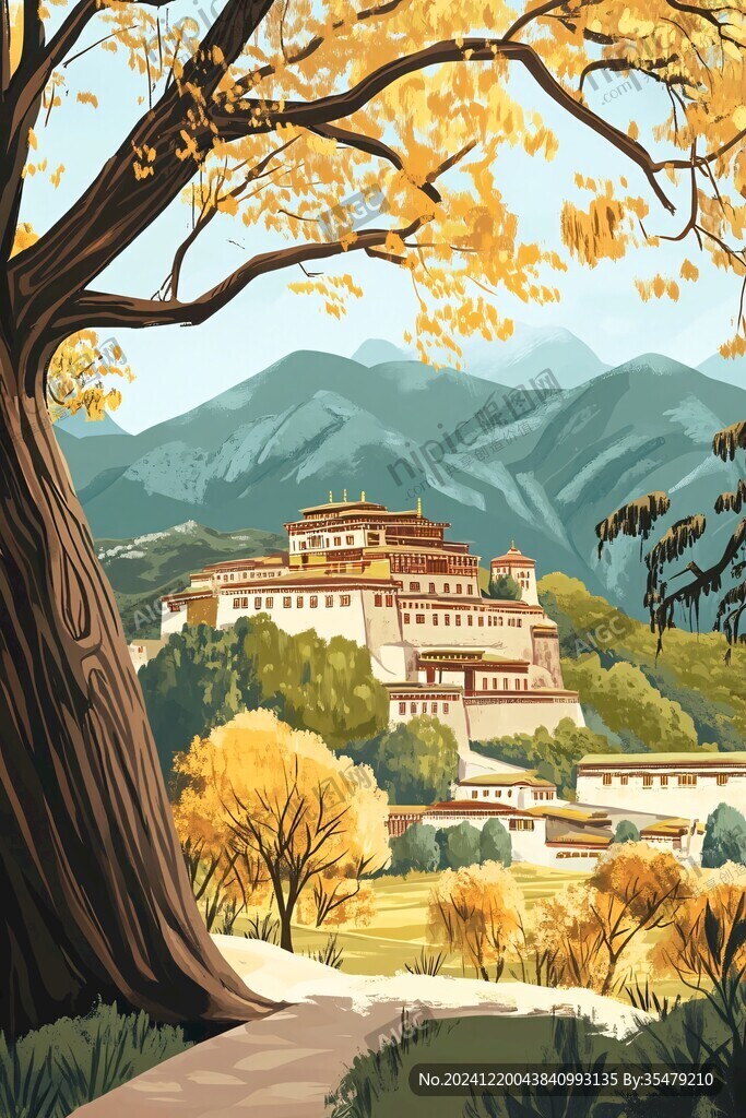 布达拉宫插画
