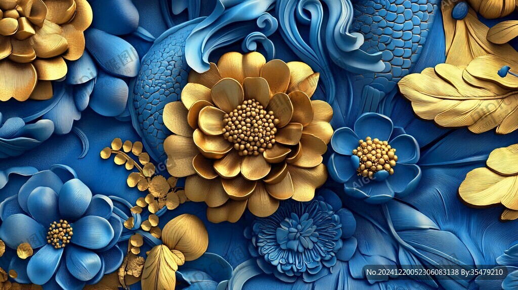 3d浮雕缤纷花卉