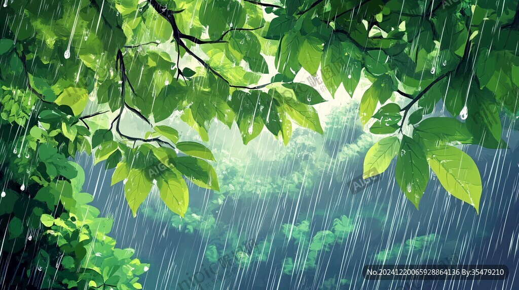 下雨插画