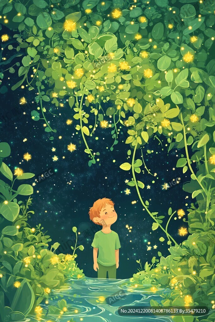 萤火虫之夜插画海报