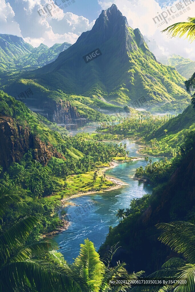 河谷绿洲风景