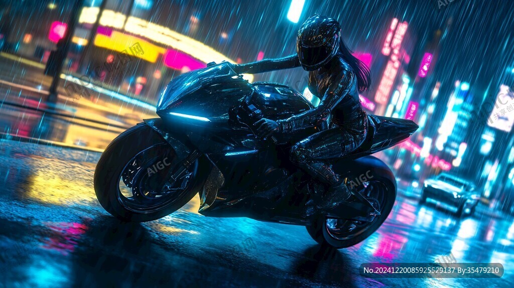雨天摩托车