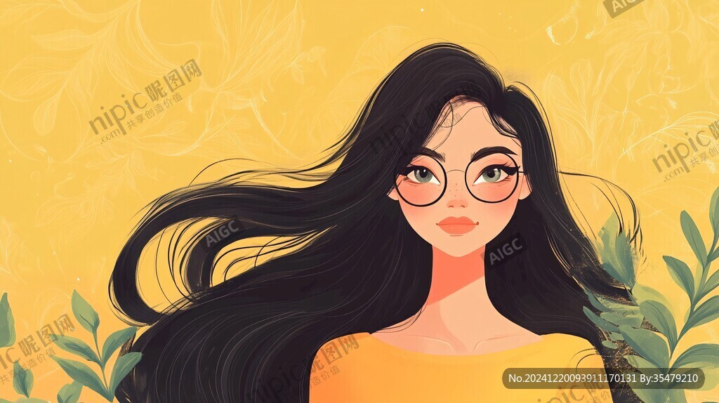 青春风少女插画
