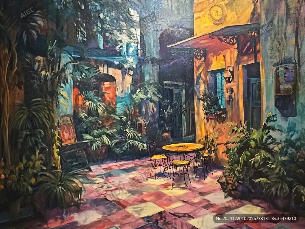咖啡店油画
