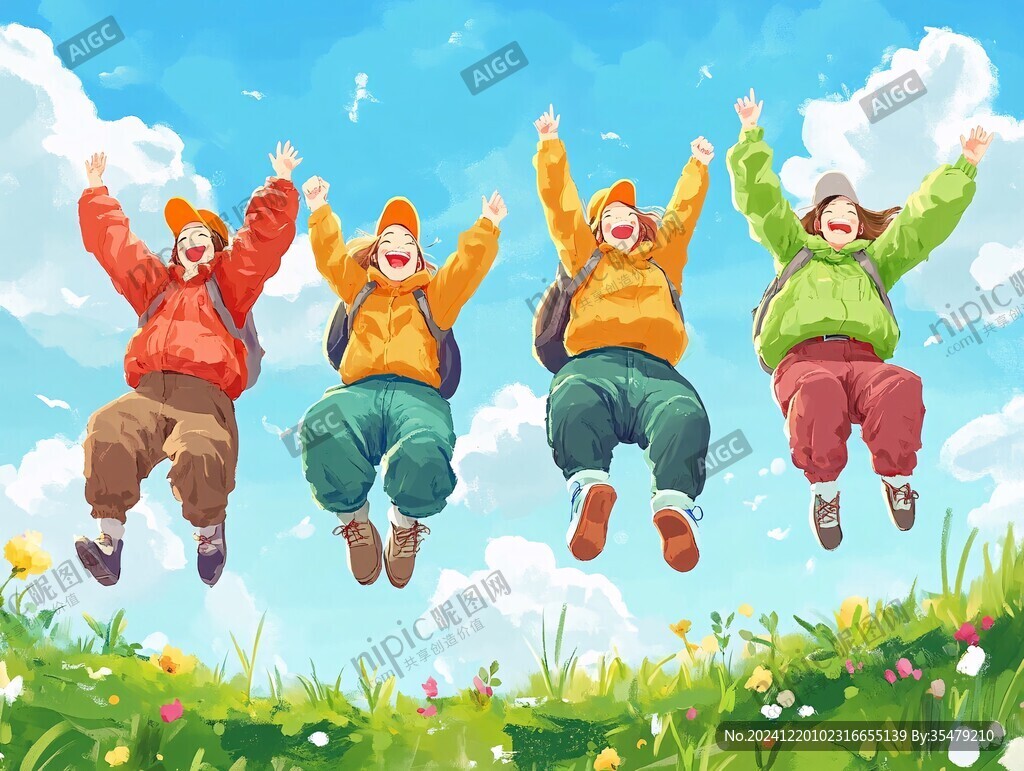 五一儿童春游插画