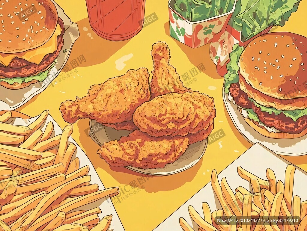 西式快餐插画