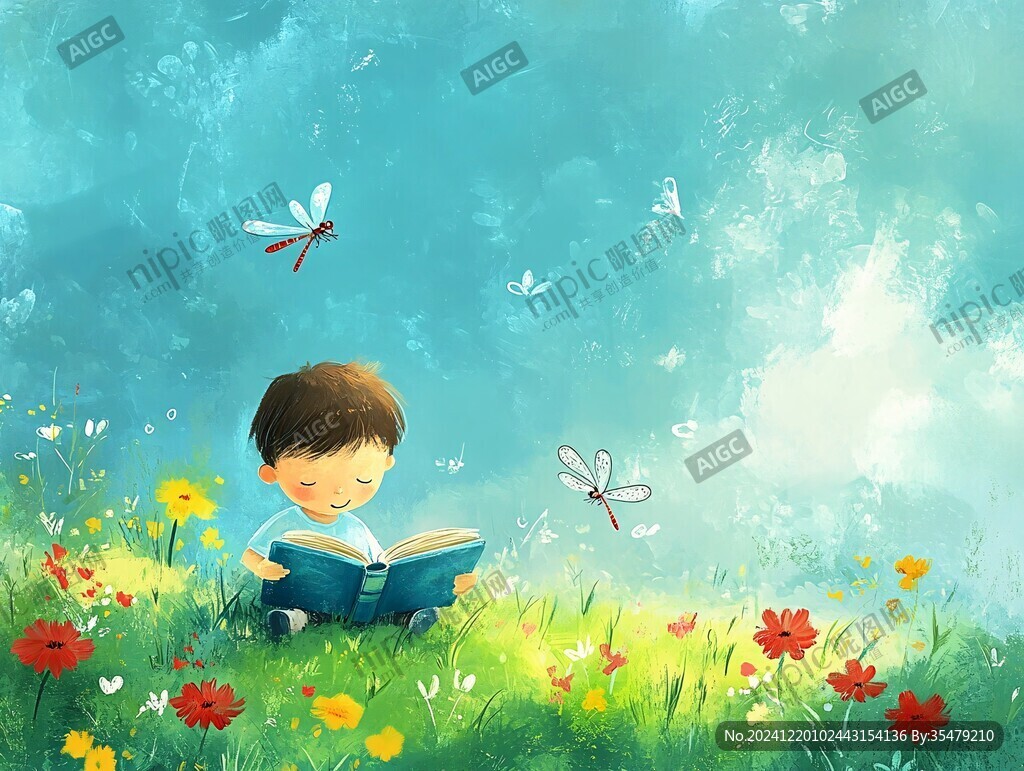 儿童看书插画