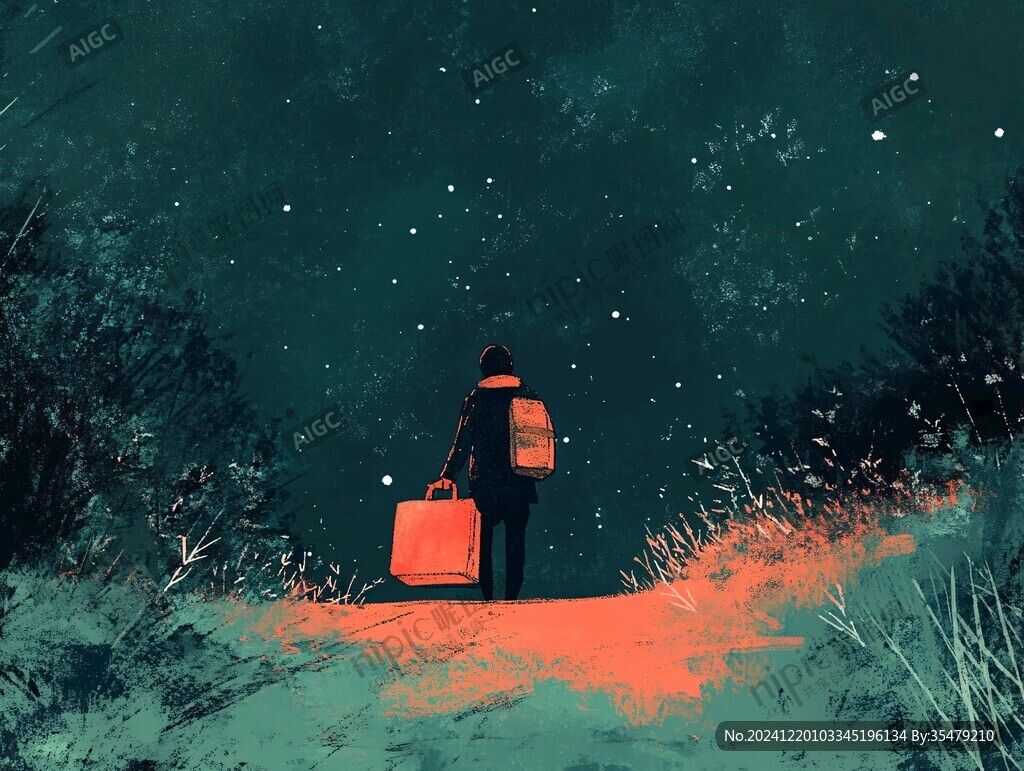 孤独背影插画