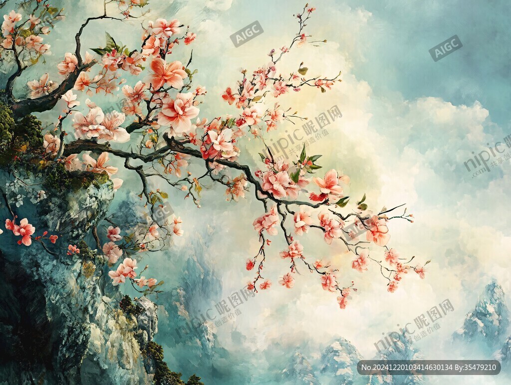 梅花大型高清壁画